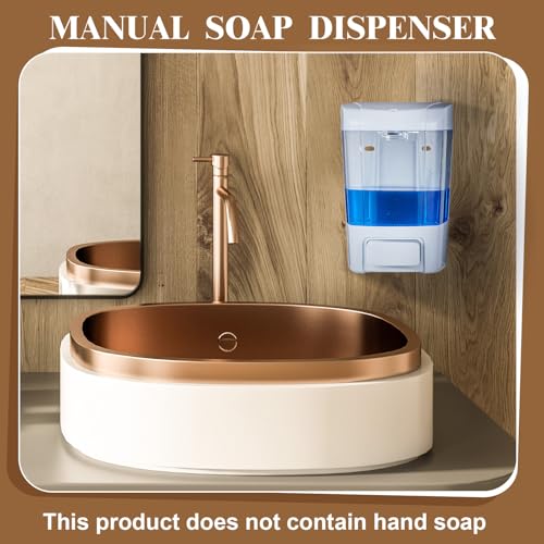 Image of Hushee 6 Pcs Plastic Wall Mounted Soap Dispenser Commercial Manual Soap Dispenser Containers for Kitchen Shower Hotel(White,27 oz 800 ml)