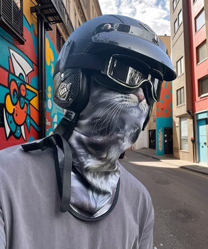 Image of 3D Cat Ski Balaclava Sheisty Face Mask with Ears Cute Animal Ski Mask for Music Festivals Raves Party Outdoor Activities