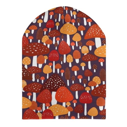 Mushroom Pattern Kids Beanie Hat for for Girls Boys Children Cap Winter Knitted Chemo Cancer Headwear Accessories Gifts Decoration Black3