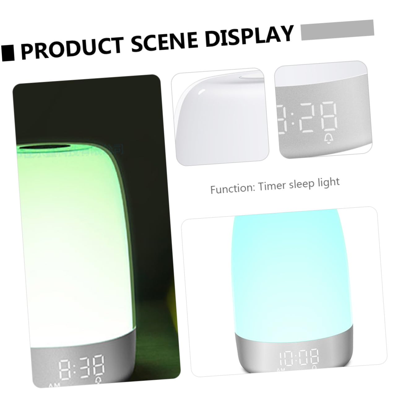 Veilleuse Tactile Réveil Lumineux Programmable, Lampe De Chevet LED Multicolore, Contrôle Tactile, Timer 30 Min, Lumière Douce pour Chambre à Coucher, Ambiance Apaisante