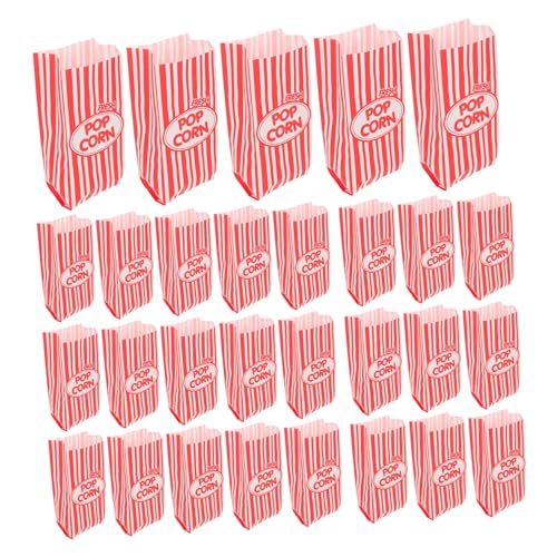 GLEAVI 50Pcs Snack Bags for Popcorn Chips and Nuts Striped Paper Movie Night Treat Containers for Parties Birthdays and Outdoor Gatherings Convenient and Portable Design