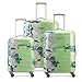 Skybags Trooper Set of 3 (Cabin + Medium+Large) Hard Luggage (55+65+75 cm) | Polypropylene Luggage Trolley with 8 Spinner Wheels|Green|Unisex