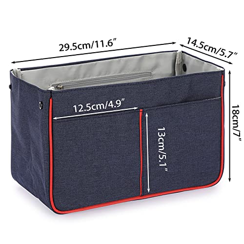 Btsky Large Size Purse Organizer Insert Oxford Bag Organizer For Handbag & Purse, Handbag &Tote Bag Organizer Insert Shaper With 14 Pockets(L, Blue) #TOP3