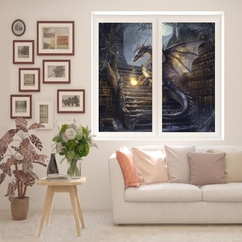 Vinilo para ventana Abstract Vintage Dragon 2 paneles 17.7x23.6 in miniatura 3