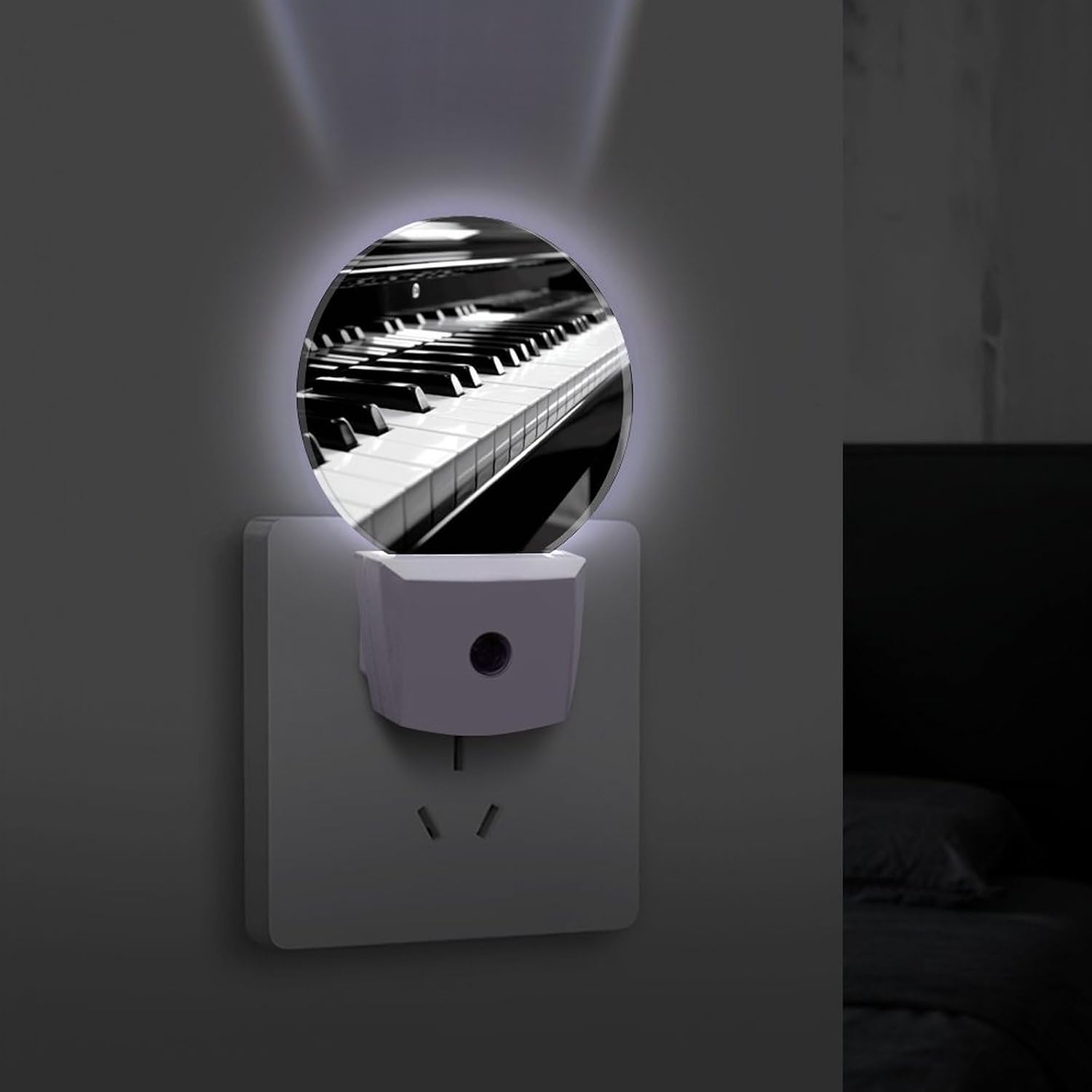 Black White Piano Keyboard Plug-in LED Nightlight Wall Night Light image 4