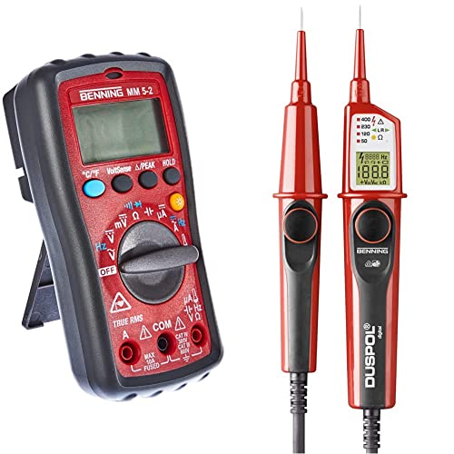 Benning MM 5-2 TRMS-Digital-Multimeter, 044071 & DUSPOL digital Digitaler True RMS Spannungsprüfer (Prüfart 2-polig, Spannungsmessbereich 1 V - 1000 V AC/ 1200 V DC, Durchgangsprüfung) 50263