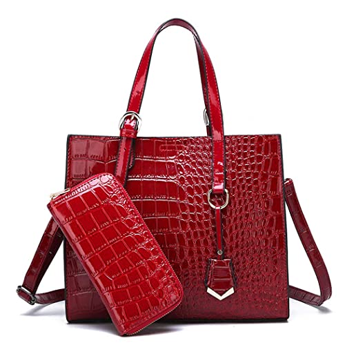 AINUOEY Femme Sacs à main Fleuri Sacs portés épaule Sacs bandoulière Faux Cuir Mode Rouge Vineux Cover