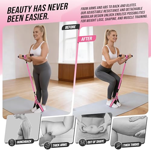 Image of Upgrade Pedal Resistance Band with Handle, Adjustable Tube Foot Pedal Device Puller Exercise Bands, for Abs Arm Leg Waist Workout, Core Pilates, Sit Up Fitness Equipment for Full Body Training