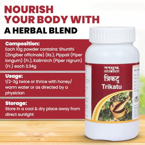 Image of Tansukh Trikatu Churna /Powder - Pack of 2 (100g Each) Ayurvedic Thirikadugam Churnam | Combination of Three Spices(Ginger, Black Pepper & Long Pepper) Relieve Digestive problems | Ayurvedic Ingredients