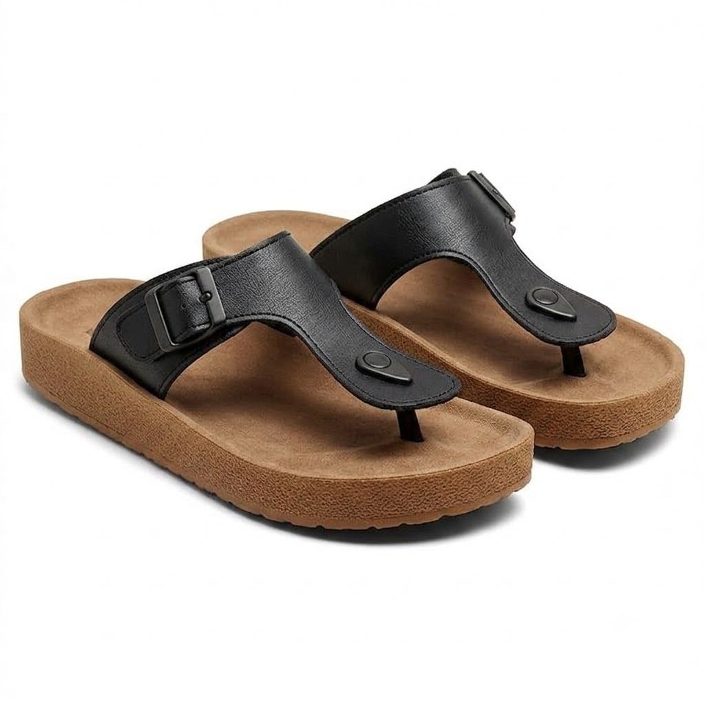 Men's Comfort Buckle Thong Sandals – Ergonomic Arch Support Cork Sole Flip Flops & Slip-On Casual T-Strap Slippers-image-29