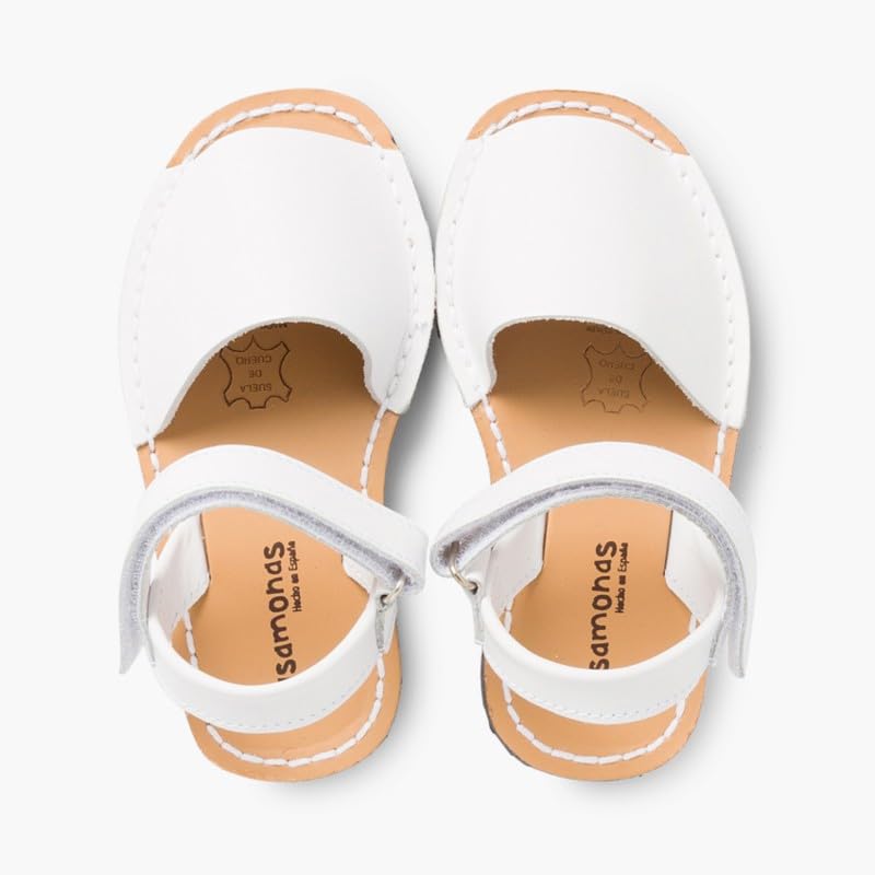 Sandales avarcas Pisamonas enfant en cuir nappa avec scratch de fermeture