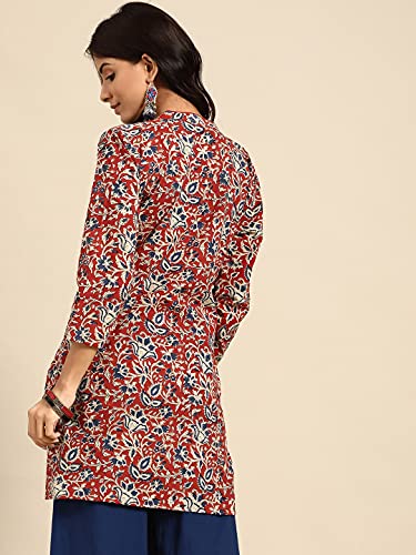Image of Rapsodia Women's Cotton Regular Kurta (R70149-Red-P Red) (in, Alpha, S, Regular, Red)