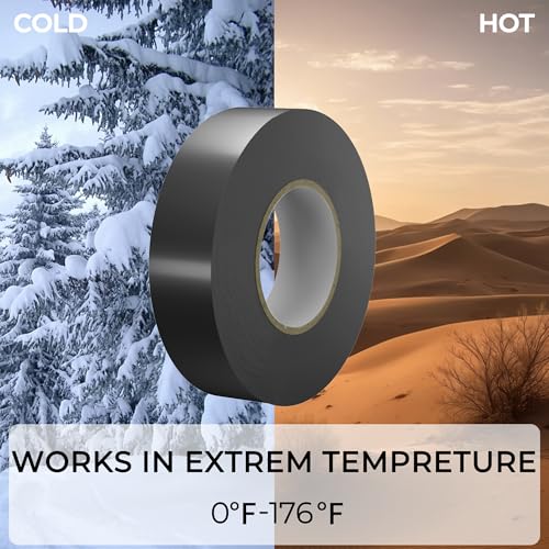 Image of SWRT 6 Pack Black Electrical Tape Waterproof, 0.75 in x 66 FT High Temp Electric Tape Under 600V for All Weather - UV Protection - Flame Retardant