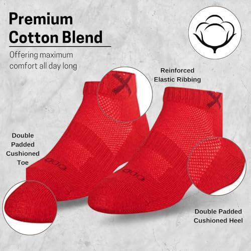 Image of Odd Sox - Basix Heather Athletic Ankle Socks - Performance Comfort Cotton Cushioned Breathable Arch Support - Unisex Sizing