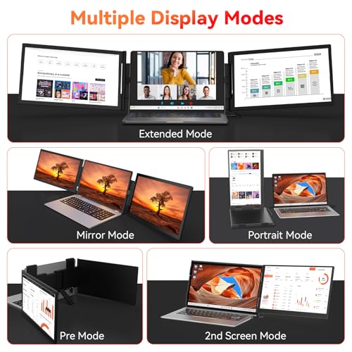 Image of HotYeah Laptop Screen Extender (Windows Only), Dual 15.6 inch 1080P FHD Monitor | One Cable Connection, USB-C Travel Screen for 12 - 17 inch Laptop, Triple Portable Monitor w / Kickstand & 240 Rotation