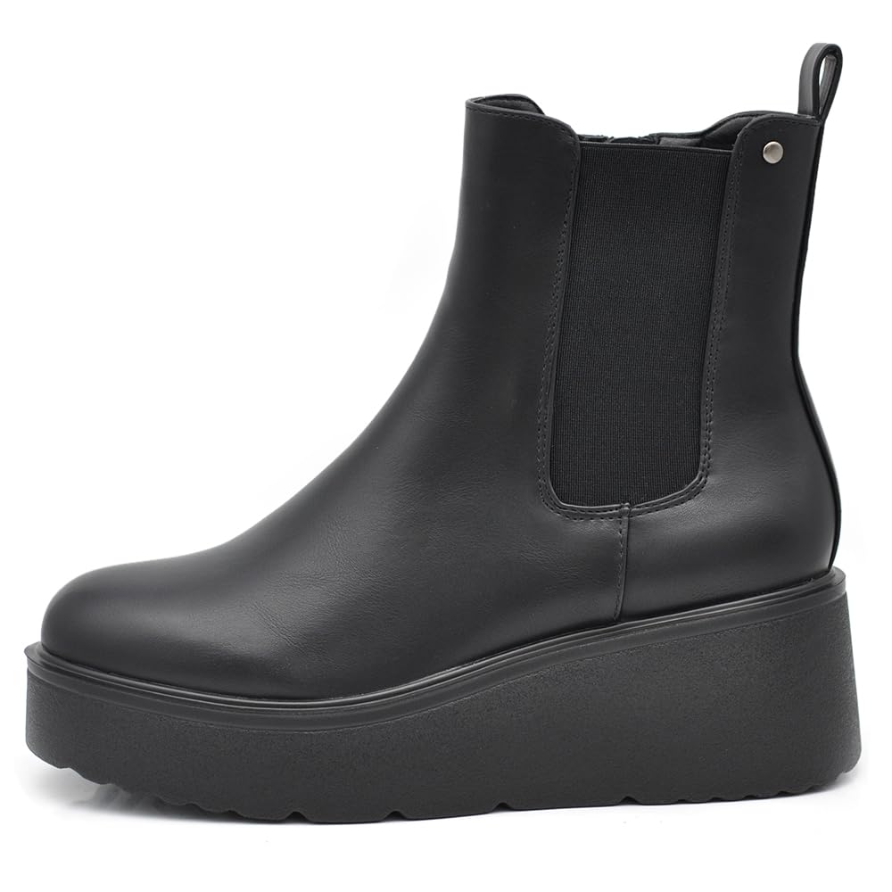 IF FASHION Stiefel Stiefeletten Chelsea Schuhe Damen Platform Elastische Keilabsatz Q763