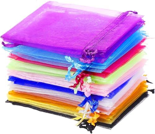 DERAYEE Sachet Organza 60 Pièces pour Lavande Vide, Cadeaux de Noël, Dragée Bonbonnière, Faveur Fêtes de Mariage