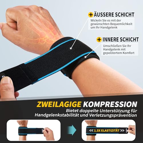 CAMBIVO Handgelenk Bandagen Krafttraining, 2 Stück Verstellbare Handgelenkstütze Sport, Wrist Wrap für Fitness, Gym, Sportschutz, Alltag