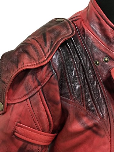 SID Mens Light Red Robotic Design Lambskin Leather Jacket, Biker Jacket Star Lord Jacket4