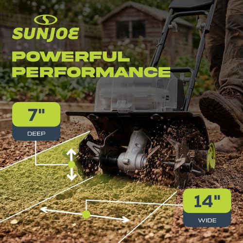 Image of Sun Joe 24V Cordless Garden Tiller Cultivator Kit with Battery and Charger for Weeding, Soil Aeration and Prepping Plant Beds, Black, 24V-X2-TLR14 | 24V Rechargeable Tilling Machine with Battery and Charger, Outdoor Power Tool for Lawn, Yard, and Gardening Care