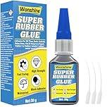 Rubber Glue 30 g, Black Rubber Cement, for Tires, Boots, Belts, DIY Craft, Car, Shoes, with Anti-Clog Cap, Waterproof, Heat-Resistant (Clear4, Rubber Glue)