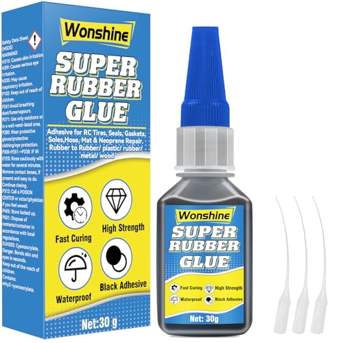 Rubber Glue 30 g, Black Rubber Cement, for Tires, Boots, Belts, DIY Craft, Car, Shoes, with Anti-Clog Cap, Waterproof, Heat-Resistant