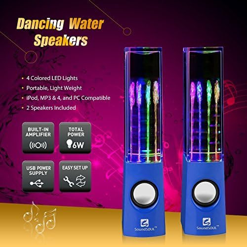 SoundSOUL Dancing Water Speakers LED Speakers Water Fountain Speakers (Blue)
