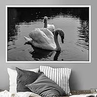 Framed Canvas Wall Art Bird on Water Canvas Prints Home Artwork Decoration for Living Room,Bedroom - 16x24 inches