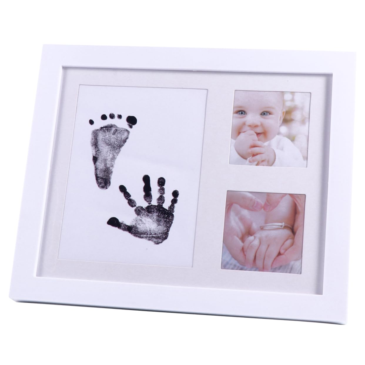 Totority Monthly Baby Photo Frame Hand Foot Print Frame Baby Photo Rack Newborns Growth Record Pp Plastic Simple Elegant Home Decor