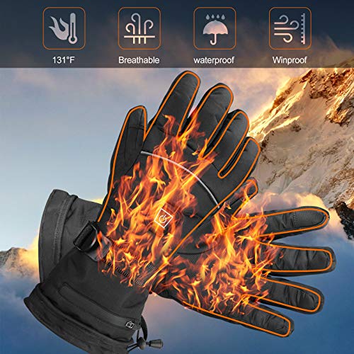 Lersgo Electric Heated Gloves,2020 Newest Waterproof,Winter Warm Glove For Cycling Hiking Hunting Ski Snowboarding,Motorcycle,Hand Warmer For Men And Women L #TOP1