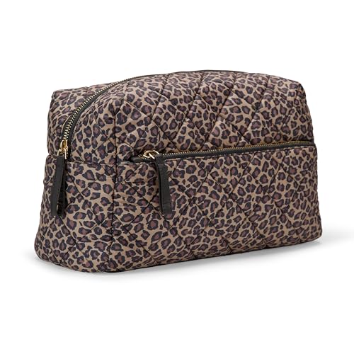 Amazon Essentials Damen Gesteppte Reise-Kulturtasche mit Netzfächern Leopardenmuster Einheitsgröße