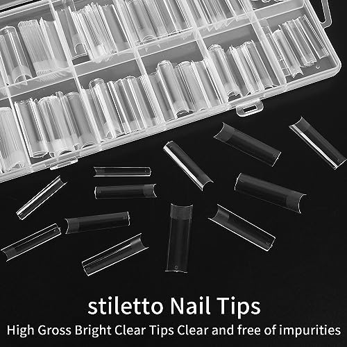 KOXXIAMOQ 240 Soft Gel Full Cover Nail Tips for Extensions Clear Square Coffin Fake No C Curve Nail Tips - Image 3