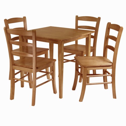 Winsome Groveland 5-Pc Dining Table with 4 Ladder Back Chairs, Light Oak