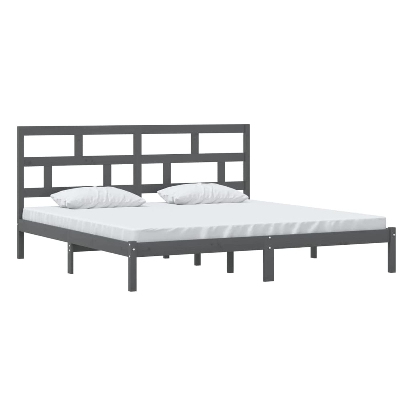 Homgoday Somier,Estructura de Cama de Madera Maciza de Pino Gris 200x200 cm Estructura Cama 75/90/120/135/140/160/180/200x200cm Cama Individual Cama Matrimonio Anti-Ruido y fácil de Montar