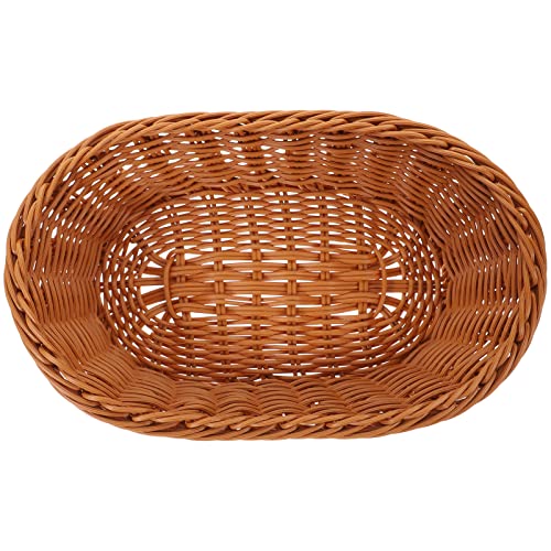 GRIRIW 2pcs Woven Basket Rattan Baskets Para Storage Basket Eggs to Decorate Egg Decorating Fruit Bowl Food Serving Holders Party Fruit Basket Trays Tabletop Fruits Plastic Light Brown