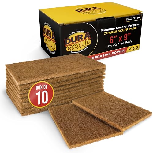 Image of Dura-Gold Premium 6 inch x 9 inch Gold Coarse Scuff Pads, Box of 10 - Scuffing, Scouring, Sanding, Paint Primer Prep Adhesion Scratch - Surface Preparation For Automotive Car Auto Body Repair Woodworking Wood