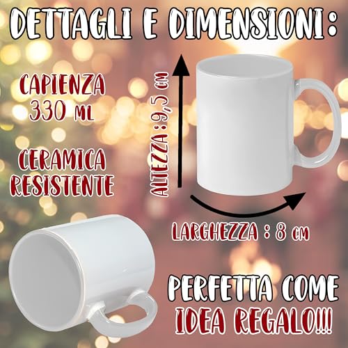 t-shirteria Tazza Natale Rossa G. con Nome Personalizzabile, Simpatiche Tazze Natalizie da 330 ML in Ceramica, Christmas Mug, Regalo Divertente Personalizzato (G. Faccia)