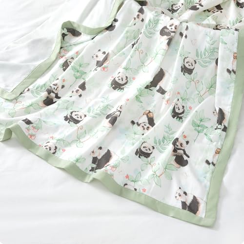 Image of Muslin Baby Blanket - Lightweight Breathable Cooling Blanket, 70% Rayon Derived from Bamboo and 30% Cotton for Summer, 4 Layers Soft Summer Toddler Baby Quilt 55 inchx 43 inch (Panda)