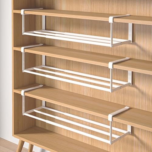 SKW シューズラック 伸縮式 玄関収納 靴棚 吊り下げ式 下駄箱 靴箱 組み立て式 組み立て簡単 工具付き 玄関 下駄箱 省スペース 調整可能 多機能 (3, ホワイト)