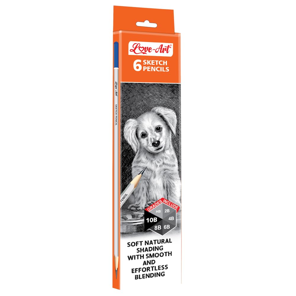 Artline Love Art Ultra Dark Sketch Pencil Set|Lightweight With Comfortable Grip|Pencil Set For Drawing|Shading|Safe Pencils For Children|12B|Set Of 10 Sketch Pencil|Black-image-29