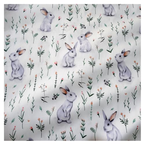 AMateschitz Tissus en coton au mètre imprimés de dessins animés - Animaux mignons de dessin animé - Tissu en coton 100% - Pour patchwork, scrapbooking,...