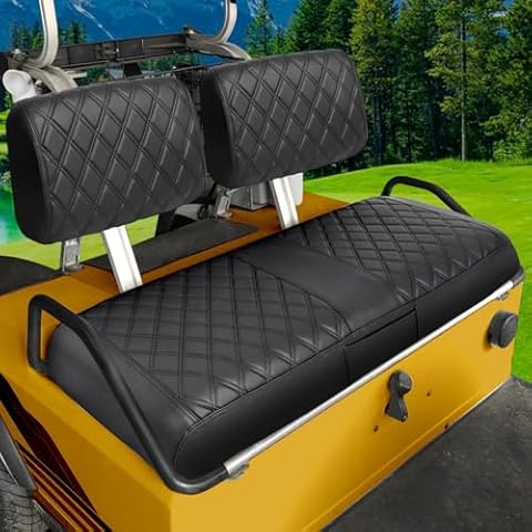 iLSKW Golf Cart Seat Cover for Club Cart ds Pre 2000，Premium Marine Vinyl，Diamond Stripe Black Stitching Anti-Chipping/Anti-Fading/No Stapler Cover