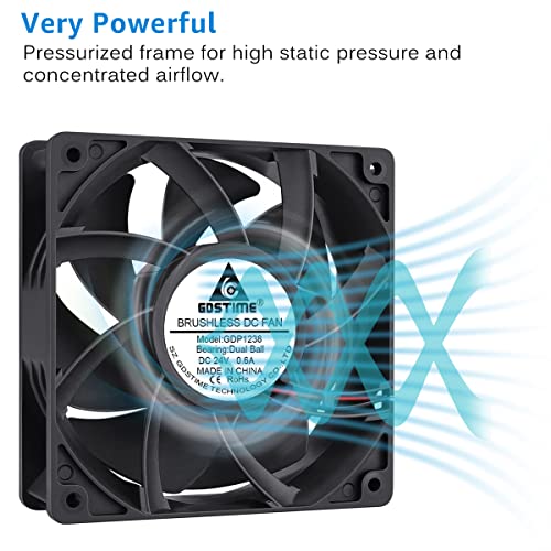 Gdstime High Airflow 24V 120Mm X 120Mm X 38Mm Dual Ball Bearing 5 Inch Brushless Cooling Fan #TOP2