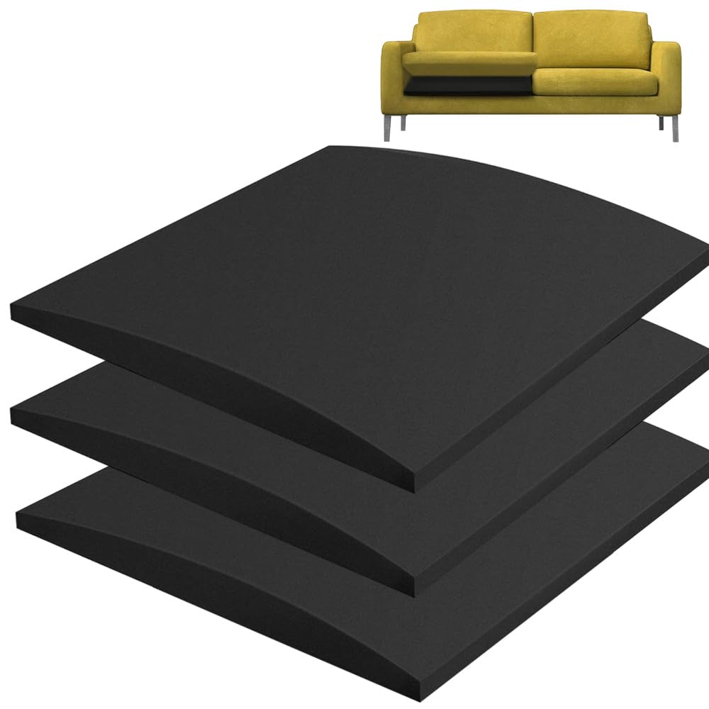 XEERUN 3 PCS Sofa Cushion Support for Sagging Seat, 50 x 50cm Sofa Repair Foam, Furniture Seat Support, High-Density Sag Repair Replacement, for Various Types of Couch Loveseat Chair, Black