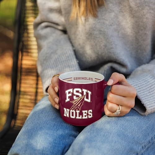 Image of Logo Brands NCAA Florida State Seminoles 15 oz Stripe Coffee Mug - Vintage Team Logo, Inside Print & Stripes, Microwave & Dishwasher Safe- Great Gift For Fans & Alumni