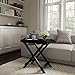 Folding TV Tray Table - Contemporary Side Table with Removable Tray Top for Food Serving, Decor, or Meals - Portable End Furniture for Living Room, Bedroom, or Home Office by Lavish Home (Black)
