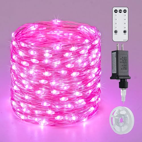 JMEXSUSS 200 LED Room Fairy Lights, 66 ft Pink Lights Outdoor Waterproof