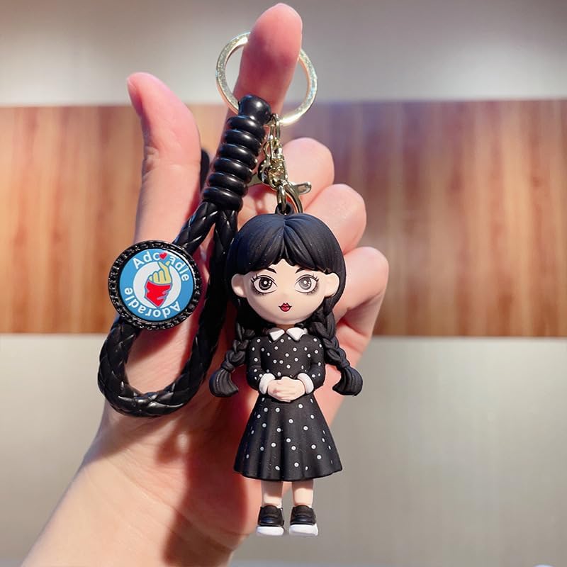 Miniatura 5 de Muñecas Addams de 11.5 pulgadas con labio de vino y puntos de manga larga, regalo ideal de cumpleaños de Navidad para niños y fanáticos (D)