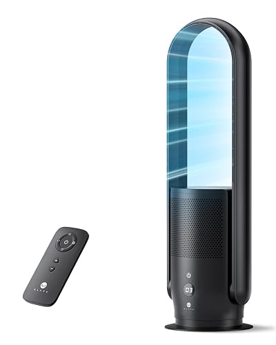 U ULTTY Black Bladeless Tower Fan and Air Purifier
