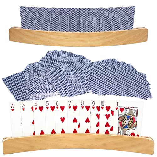 pangutheos 2 Piece Playing Card Holder Set with a Sturdy Curved Design Poker Card Holder is Suitable for Seniors Children and Board Game Players